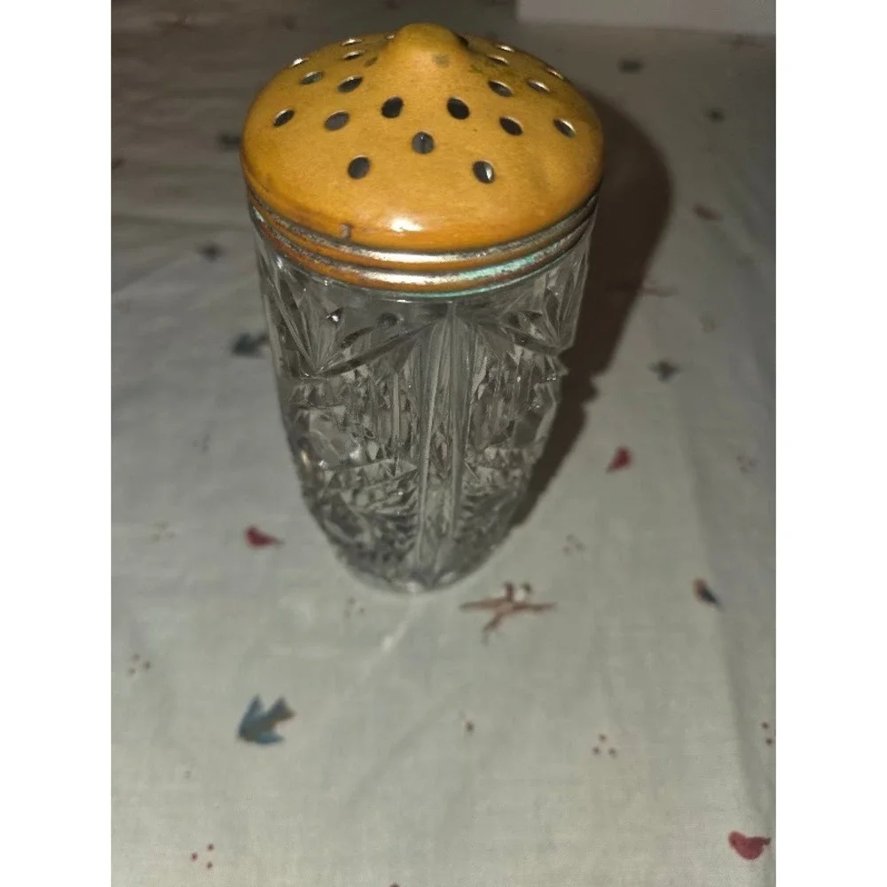 Beautiful Antique Sugar/Cocoa Shaker‎ Cut Glass VTG jar